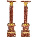 Casa Padrino Barock Marmor Säulen Set Rot/Gold - Marmor Säule (2 STK)
