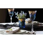 Casa Padrino Luxus Barock Weinglas 6er Set Hellblau/Gold Ø 9 x H. 21,5 cm - Handgefertigte gravierte und handbemalte Weingläser - Hotel & Restaurant Accessoires - Luxus Qualität