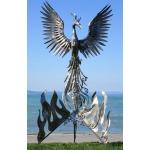 Silberne 250 cm Casa Padrino Deko-Vögel für den Garten aus Edelstahl 