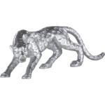 Silberne Dekokatzen mit Tiermotiv Strukturierte aus Kunstharz 