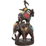 Casablanca Deko Figur Tierfigur Skulptur aus Kunstharz - Elefant Widder Tukan - Dekoration Wohnzimmer - braun mit bunten Ornamenten - Höhe 40 cm