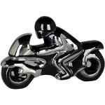 Casablanca - Motorrad aus Keramik - schwarz/silberfarben - glasiert
