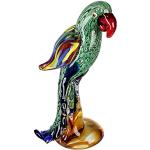 Bunte 28 cm Gilde Papagei Tierfiguren mit Papageienmotiv aus Glas 
