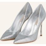 Reduzierte Silberne Casadei Spitze High Heels & Stiletto-Pumps mit Pailletten in Schmalweite aus Leder für Damen Größe 36 