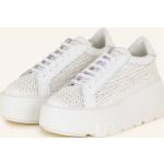 Weiße Geflochtene Casadei Low Sneaker aus Glattleder für Damen Größe 41 