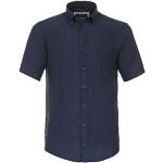 Dunkelblaue Unifarbene Casual CasaModa Button Down Kragen Leinenhemden aus Leinen für Herren Größe XL 