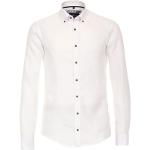 Weiße Unifarbene Casual Langärmelige CasaModa Button Down Kragen Herrenlangarmhemden aus Leinen Größe L 
