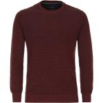 Dunkelrote Unifarbene CasaModa Rundhals-Ausschnitt Rundhals-Pullover aus Baumwolle für Herren Größe 3 XL 