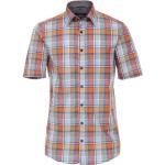 Orange Karo Kurzärmelige CasaModa Hemden mit Kent-Kragen für Herren Größe 6 XL 