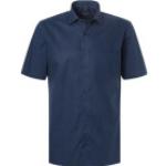 Mitternachtsblaue Kurzärmelige CasaModa Kentkragen Hemden mit Kent-Kragen aus Popeline für Herren für den für den Frühling 