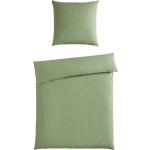 Grüne Unifarbene Moderne CASANOVA Baumwollbettwäsche mit Knopf aus Musselin maschinenwaschbar 135x200 
