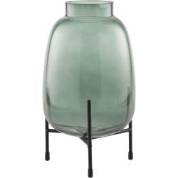 casaNOVA Vase 26,5 cm 2-teilig grün - Inklusive Gestell - Höhe 26,5 cm - Durchmesser 15,5 cm - Glas grün - Metall schwarz - Blumenvase