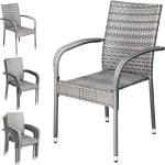 Graue Polyrattan Gartenstühle aus Polyrattan stapelbar Breite 50-100cm, Höhe 50-100cm, Tiefe 50-100cm 4-teilig 