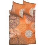 Orange Blumenmuster Arabische Casatex Biberbettwäsche aus Baumwolle 220x200 