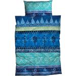 Blaue Blumenmuster Casatex Bettwäsche mit Ornament-Motiv aus Satin 240x220 