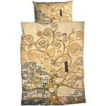 Beige Casatex Gustav Klimt Bettwäsche Sets & Bettwäsche Garnituren aus Mako-Satin trocknergeeignet 80x80 