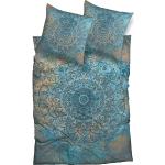Blaue Casatex Satinbettwäsche mit Mandala-Motiv mit Reißverschluss aus Satin 135x200 