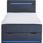 Schwarze Boxspringbetten mit Bettkasten aus Leder LED beleuchtet 120x200 
