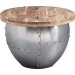 Silberne Industrial Runde Runde Couchtische 60 cm aus Massivholz Höhe 0-50cm 