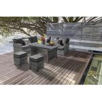 Anthrazitfarbene Lounge Gartenmöbel & Loungemöbel Outdoor aus Polyrattan ausziehbar Breite 100-150cm, Höhe 50-100cm, Tiefe 50-100cm 10 Personen 
