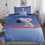 CasCam Snoopy Kinder Kids Jugendliche Betten Set Lovely Dog Bettwäsche Set Mikrofaser 3D-Druck Bettbezug Mit Kissenbezug Jungen Und Mädchen Single（135x200cm）