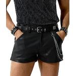 Schwarze Punk Herrenshorts mit Reißverschluss aus Leder Handwäsche Größe XXL für den für den Sommer 