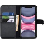 Schwarze Vegane iPhone 11 Pro Hüllen Art: Flip Cases mit Bildern aus Glattleder für kabelloses Laden 