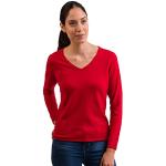 Rote Elegante V-Ausschnitt Kaschmir-Pullover aus Wolle für Damen Größe XL 
