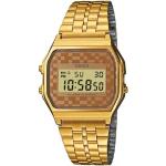 Goldene Casio Stahlarmbanduhren mit Digital-Zifferblatt mit Kunststoff-Uhrenglas für Herren 