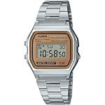 Silberne Retro Casio Casio Collection Stahlarmbanduhren mit Alarm mit Kunststoff-Uhrenglas für Herren 