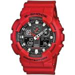 Rote 20 Bar wasserdichte Wasserdichte Casio G-Shock GA-100 Herrenarmbanduhren mit Weltzeit-Zifferblatt stoßfest mit Mineralglas-Uhrenglas 
