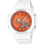 Orange Casio G-Shock Quarz Damenarmbanduhren aus Kunstharz mit Analog-Digital-Zifferblatt mit Alarm mit Mineralglas-Uhrenglas 