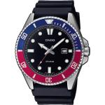 Blaue Wasserdichte Casio Armbanduhren aus Edelstahl mit Analog-Zifferblatt mit Datumsanzeige mit Mineralglas-Uhrenglas 