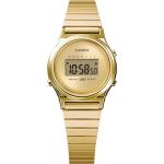 Goldene Retro Casio Quarz Armbanduhren matt aus Edelstahl mit Digital-Zifferblatt 