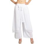 Weiße CASPAR KHS001 Palazzo-Hosen aus Baumwolle für Damen Größe XS für den für den Sommer 