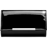 Caspar TA515 elegante Damen Metallic Lack Clutch Tasche Abendtasche mit langer Kette, Farbe:schwarz, Größe:Einheitsgröße