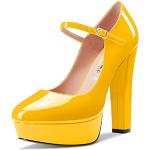 Gelbe Elegante Runde Mary Jane Pumps mit Riemchen rutschfest für Damen Größe 36 