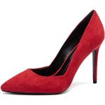 Rote Sexy High Heels & Stiletto-Pumps in Normalweite aus Veloursleder für Damen Größe 43,5 mit Absatzhöhe über 9cm 