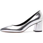 Silberne Sexy High Heels & Stiletto-Pumps in Normalweite aus Leder für Damen Größe 35 mit Absatzhöhe 5cm bis 7cm 