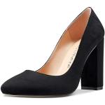 Schwarze Sexy Runde High Heels & Stiletto-Pumps in Normalweite aus Veloursleder für Damen Größe 42,5 mit Absatzhöhe über 9cm 