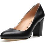 Schwarze Sexy Runde High Heels & Stiletto-Pumps in Normalweite aus PU für Damen Größe 44,5 mit Absatzhöhe 7cm bis 9cm 