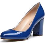 Blaue Lack-Optik Sexy Runde High Heels & Stiletto-Pumps in Normalweite aus Lackleder für Damen Größe 41,5 mit Absatzhöhe 7cm bis 9cm 