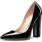 Schwarze Lack-Optik Sexy High Heels & Stiletto-Pumps in Normalweite aus Leder für Damen Größe 44,5 mit Absatzhöhe über 9cm 