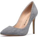 Graue Sexy Spitze High Heels & Stiletto-Pumps in Normalweite aus Glattleder für Damen Größe 40 mit Absatzhöhe über 9cm 