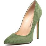 Grüne Sexy High Heels & Stiletto-Pumps ohne Verschluss in Normalweite aus Veloursleder für Damen Größe 39,5 mit Absatzhöhe über 9cm 