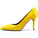 Gelbe Elegante Pfennigabsatz High Heels & Stiletto-Pumps aus Denim für Damen Größe 42 für den für den Sommer 
