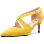 Gelbe Sexy High Heels & Stiletto-Pumps aus Veloursleder für Damen Größe 35 für den für den Sommer 