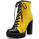 Gelbe High Heel Stiefeletten & High Heel Boots in Normalweite für Damen Größe 45 mit Absatzhöhe über 9cm 