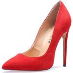 Rote Sexy High Heels & Stiletto-Pumps ohne Verschluss in Normalweite aus Veloursleder für Damen Größe 42,5 mit Absatzhöhe über 9cm zur Hochzeit 