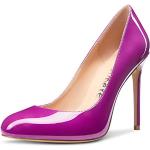 Violette Lack-Optik Sexy Runde High Heels & Stiletto-Pumps in Normalweite aus Lackleder für Damen Größe 44,5 mit Absatzhöhe über 9cm 